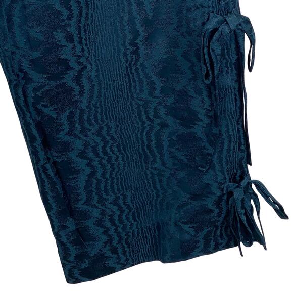 Cinq A Sept Keaton Jacquard Patterned Pants w/ Leg Bow Ties Peacock Blue Size 2 - Picture 5 of 12